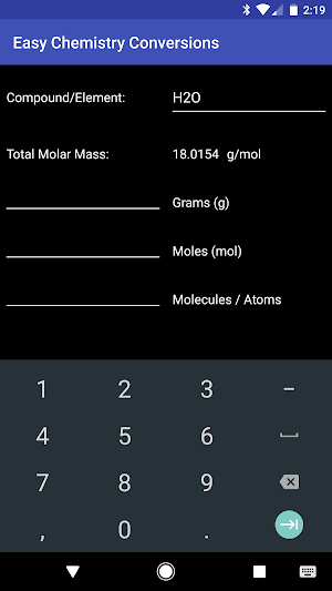 Easy Chemistry Conversions Screenshot 1
