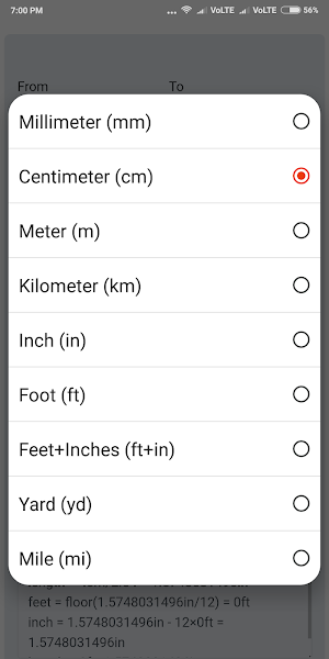 Centimeters to Feet+Inches Screenshot 2
