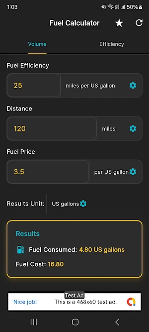 Fuel Calculator Screenshot 3