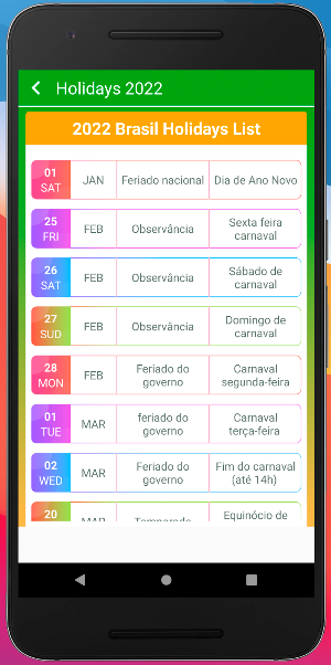 Brasil Calendário 2022 Screenshot 2
