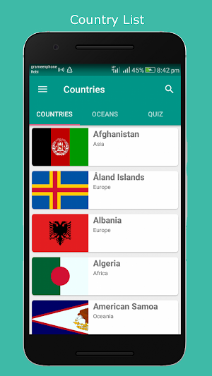World Countries - Details of Continents and Oceans Screenshot 0