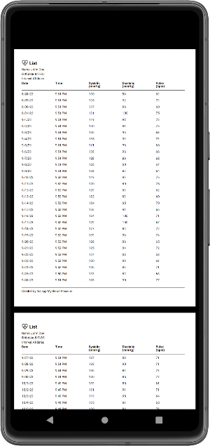 My blood pressure Screenshot 1