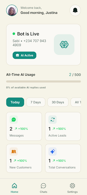 Sabi: AI WhatsApp Business Bot Screenshot 1