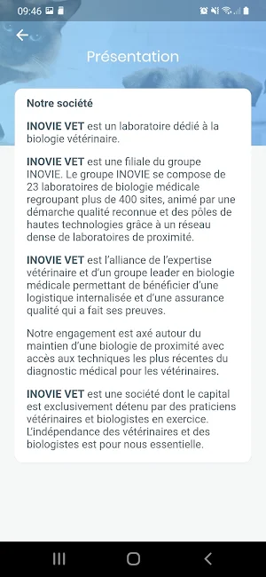 INOVIEVET – Catalogue des exam Screenshot 2