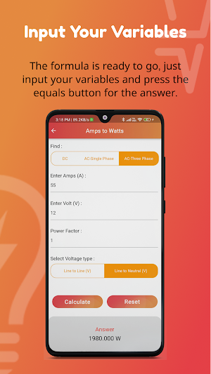Watt To Amp Calc Screenshot 3