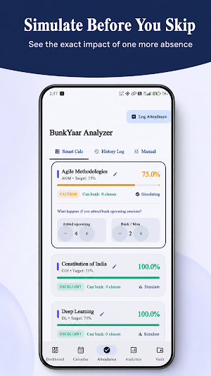 BunkYaar Attendance Tracker Screenshot 1