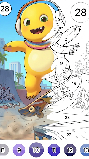 Yellow Dino Jigsaw & Color Fan Screenshot 0