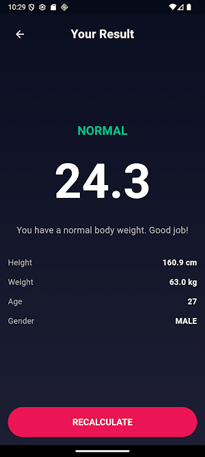 Simple BMI Calculator Screenshot 3