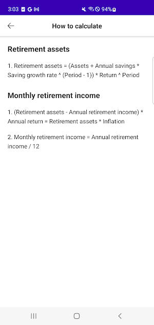 Retirement Calculator Screenshot 3