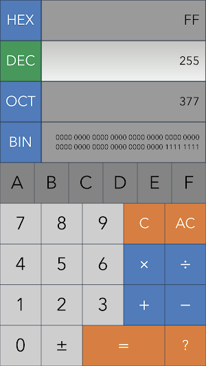 Hex,Dec,Oct,Bin(Dev Calc) Screenshot 0