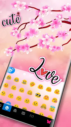 Romantic Cherry Blossom Keyboard Theme Screenshot 2