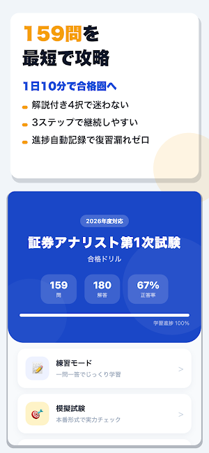 証券アナリスト第1次試験 合格ドリル Screenshot 0