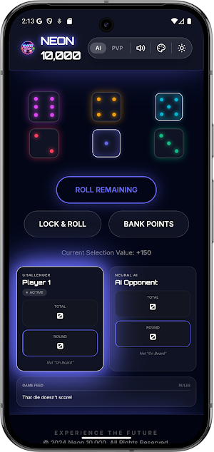 Offline 10000 Dice Neon Farkle Screenshot 0