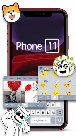Red Phone 11 Keyboard Theme Screenshot 3