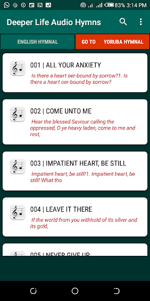 Deeper Life Audio Hymnal offline Screenshot 1