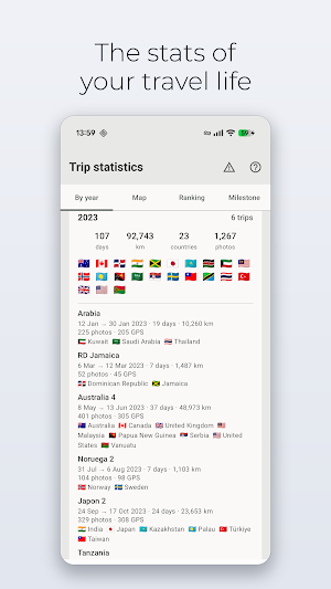 Travel Map Stats Screenshot 1