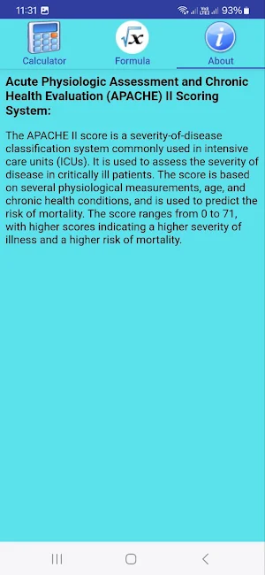 APACHE II Score Screenshot 3