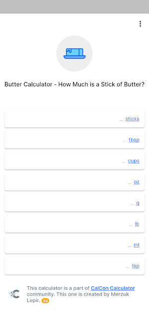 Butter Calculator Screenshot 0