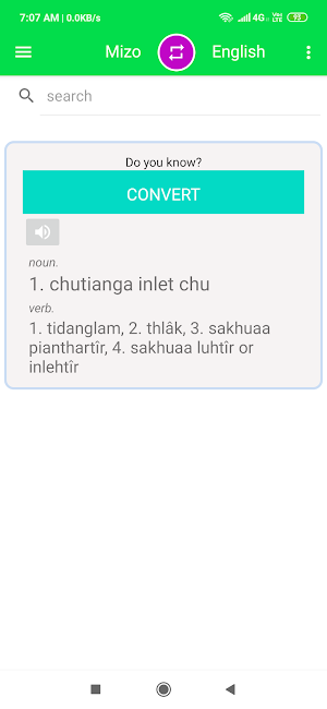 Mizo English Dictionary Screenshot 0