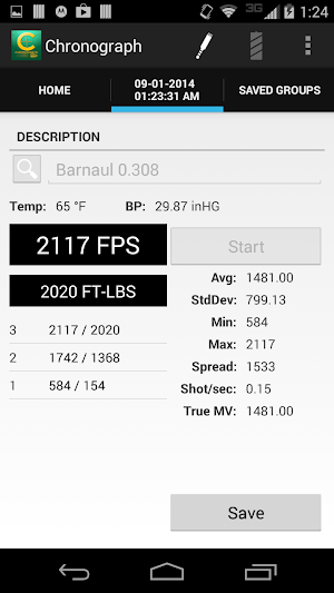 Caldwell Ballistic Chronograph Screenshot 2