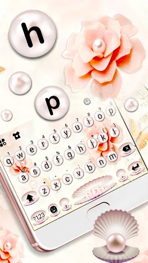 Pretty Pearl Flowers Keyboard  Screenshot 1