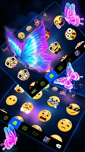 Neon Blue Pink Butterfly Keyboard Theme Screenshot 3