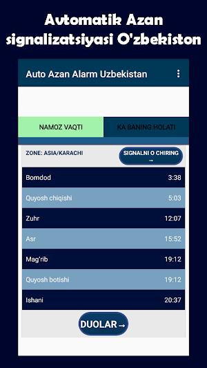Auto Azan Alarm Uzbekistan (Penggera Azan Auto) Screenshot 1