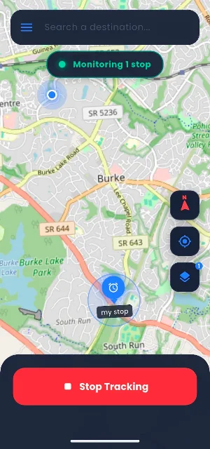 Transit Nap - GPS Alarm Screenshot 1