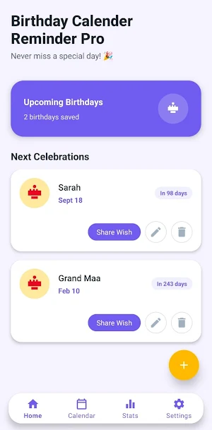 Birthday Calender Reminder Pro Screenshot 2