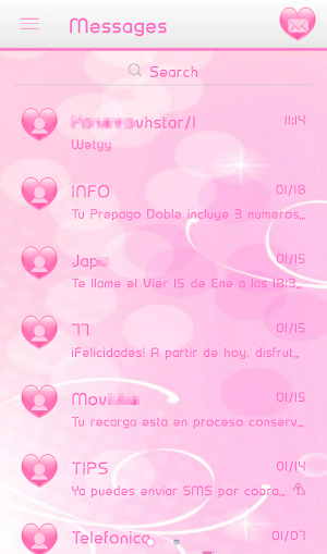 THEME FOR GO SMS PINK HEARTS Screenshot 1