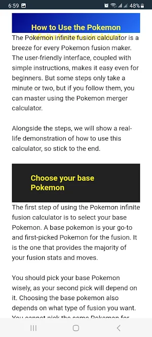 Infinite Fusion Calculator Screenshot 2