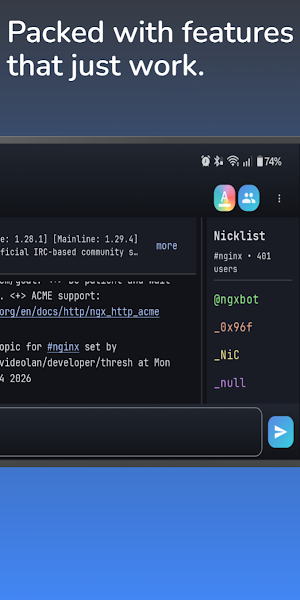 HexDroid IRC Screenshot 2