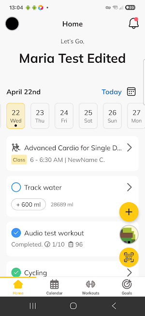The AV Fitness App Screenshot 1