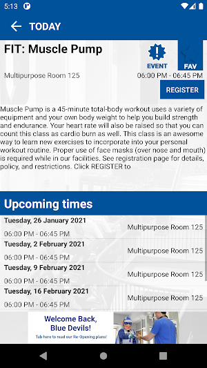 Duke University MyRec Mobile Screenshot 2