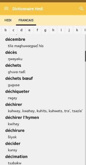 Dictionnaire Hedi-franc̩ais Screenshot 0
