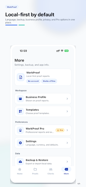 WorkProof: Service Reports Screenshot 2