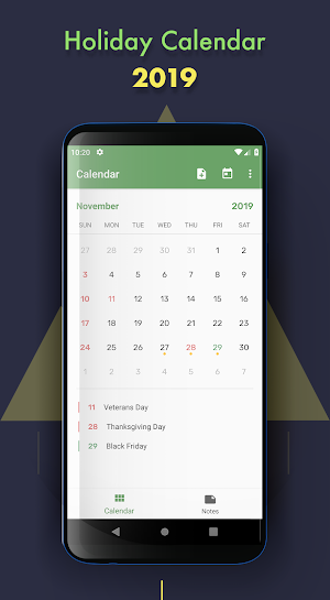 Holiday Calendar Screenshot 0