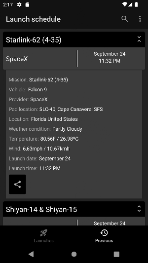 Launch Schedule Screenshot 3