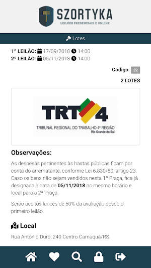Szortyka Leilões Screenshot 2