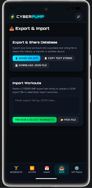 CYBERPUMP: Gym Workout Logger Screenshot 1