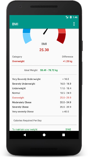 BMI and Calories Calculator Screenshot 3