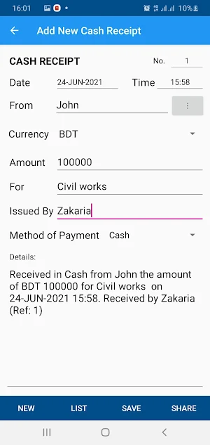 Cash Receipt Pro Screenshot 2