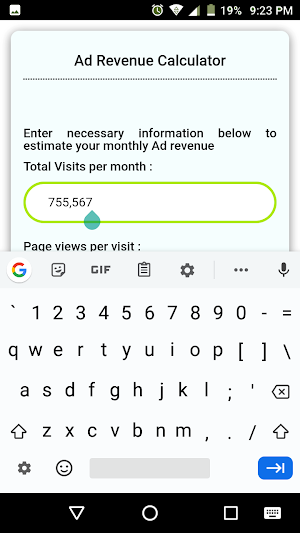 Web Ad Revenue Calculator Screenshot 0