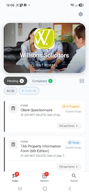 Willsons Solicitors Portal Screenshot 1