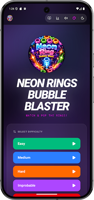 Neon Ring Bubble Blast Offline Screenshot 1