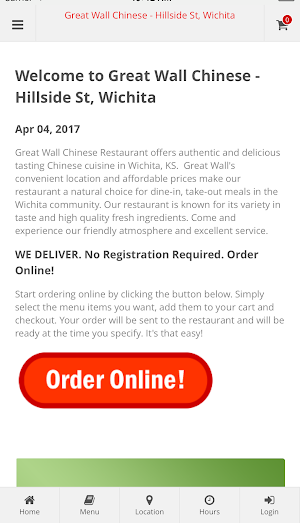 Great Wall Chinese Wichita Screenshot 0