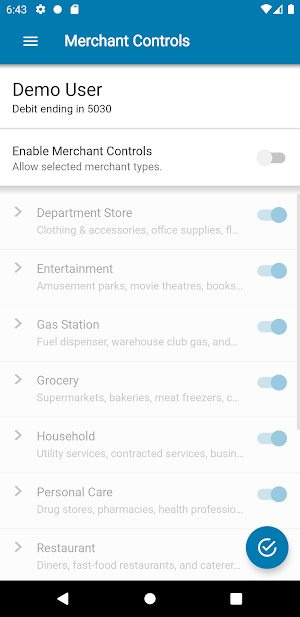 CCFCU CardNav Screenshot 1