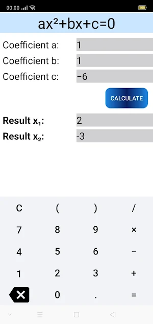 Solving quadratic equations Screenshot 2