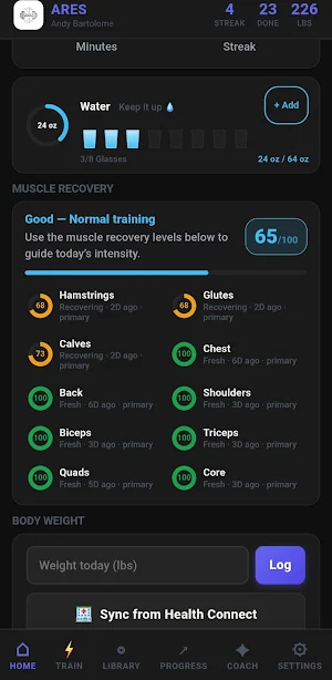 Ares: Gym Workout Coach Screenshot 1