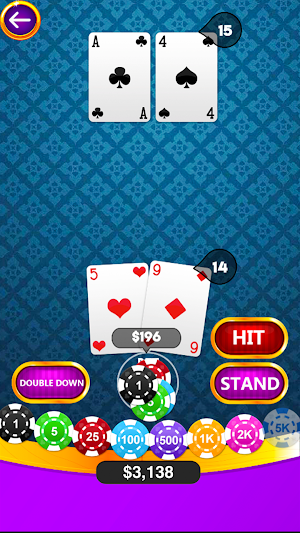 Blackjack 21 Cards Challenge Screenshot 2